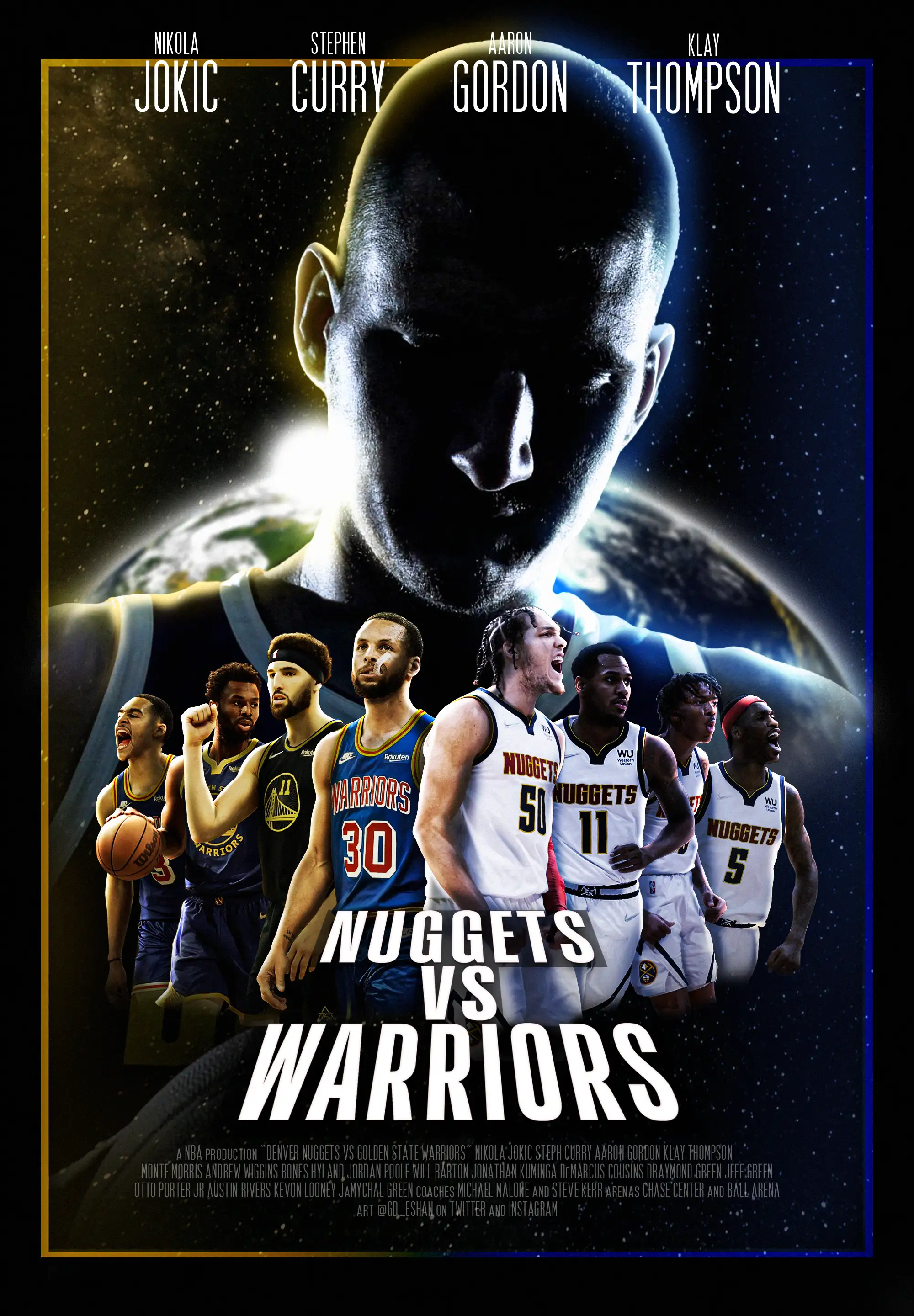 Nuggets vs Warriors - Playoff Preview Poster